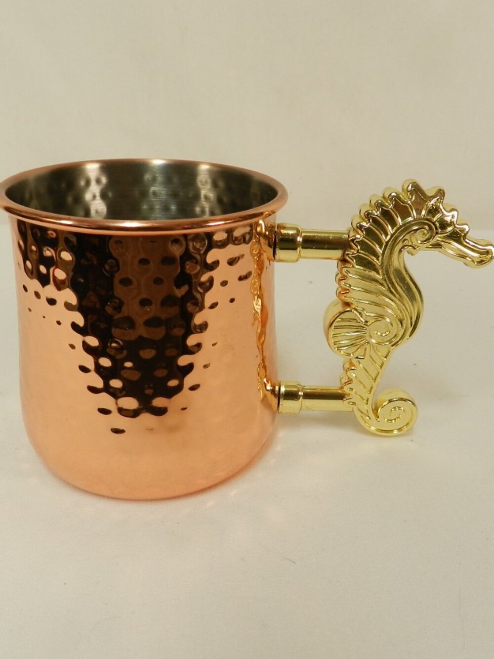 Seahorse Handle Copper Stainless Moscow Mule Mug Cup barware 16oz NEW